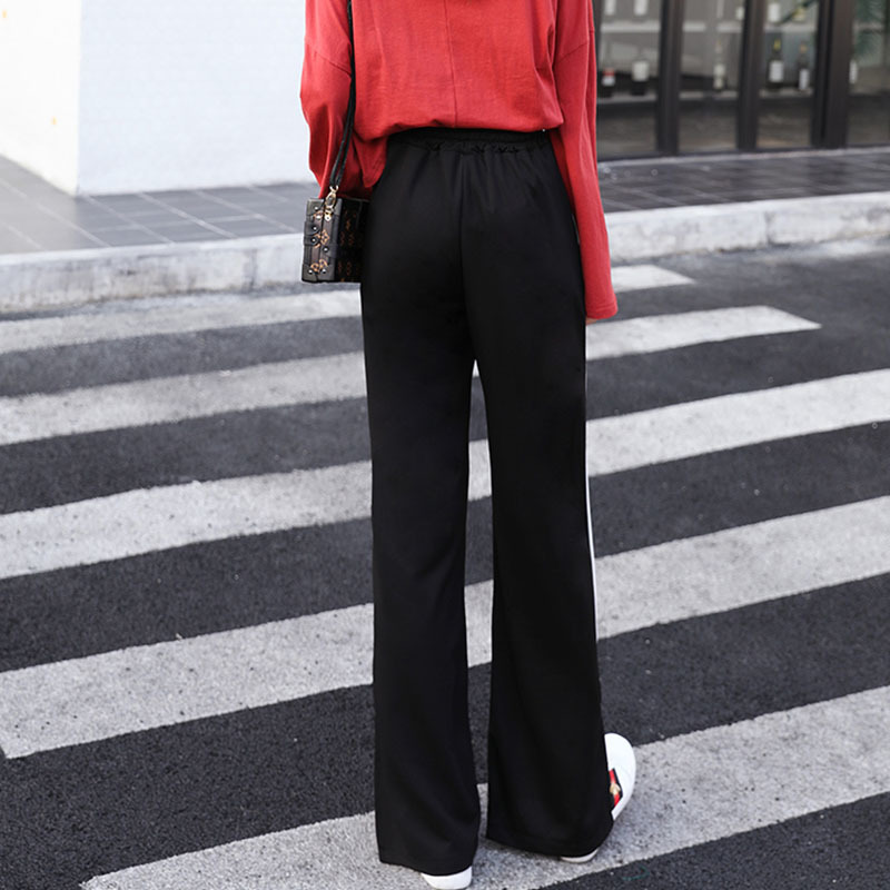 Women Joggers Sweatpants Casual Wide Leg Pants Fashion Stripe Hip Hop Trousers Streetwear Lady Black High Waist All-match 220325