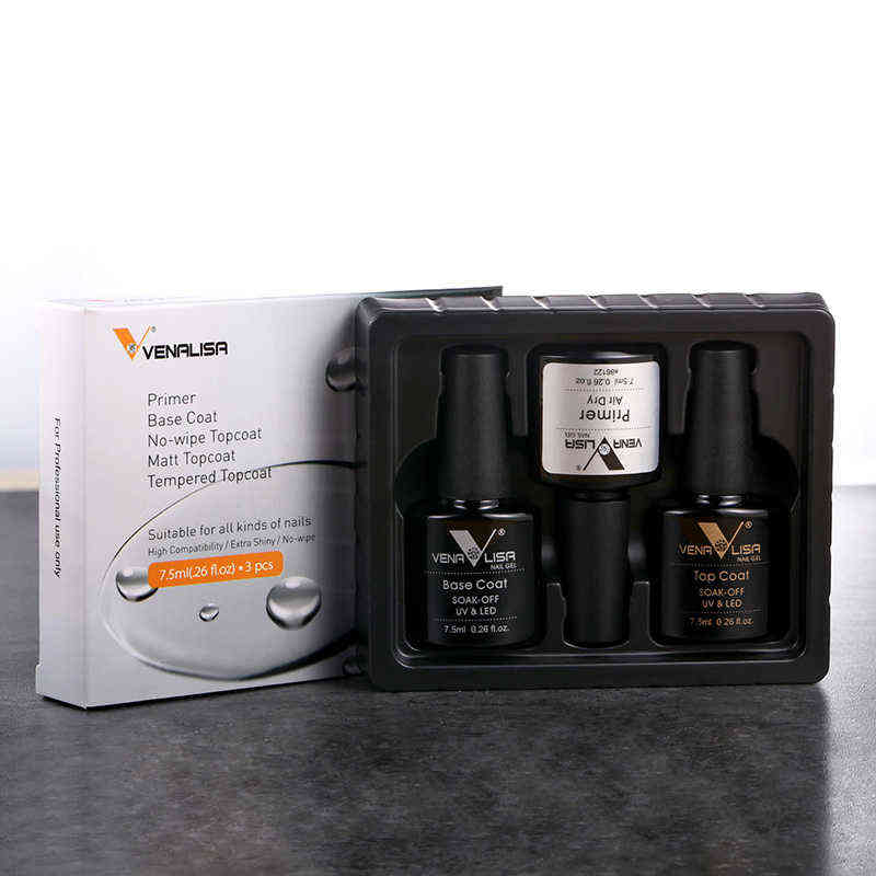 NXY Nail Gel 3pcs Set Primer Base Coat Topcoat Polish Soak Off Led Uv Lacquer Nowipe Shiny Manicure 0328