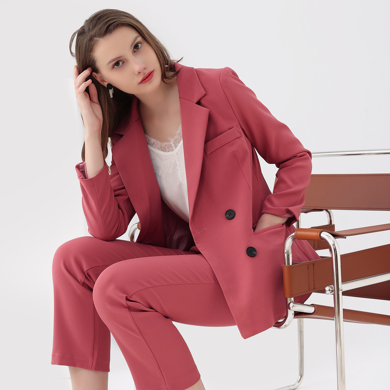 Women's Set Autumn Winter Long Sleeve Blazer Pants Women Sets two Breasted Jacket Formal Suit 2 Pieces Office Lady 220315