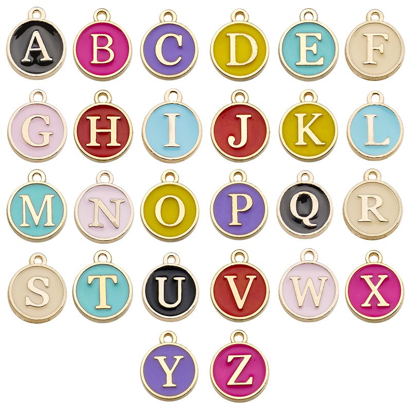 Enamel Letter Alphabet Charm Initial Pendant for Bracelet Bangle Necklace Making 26PCS/Bag