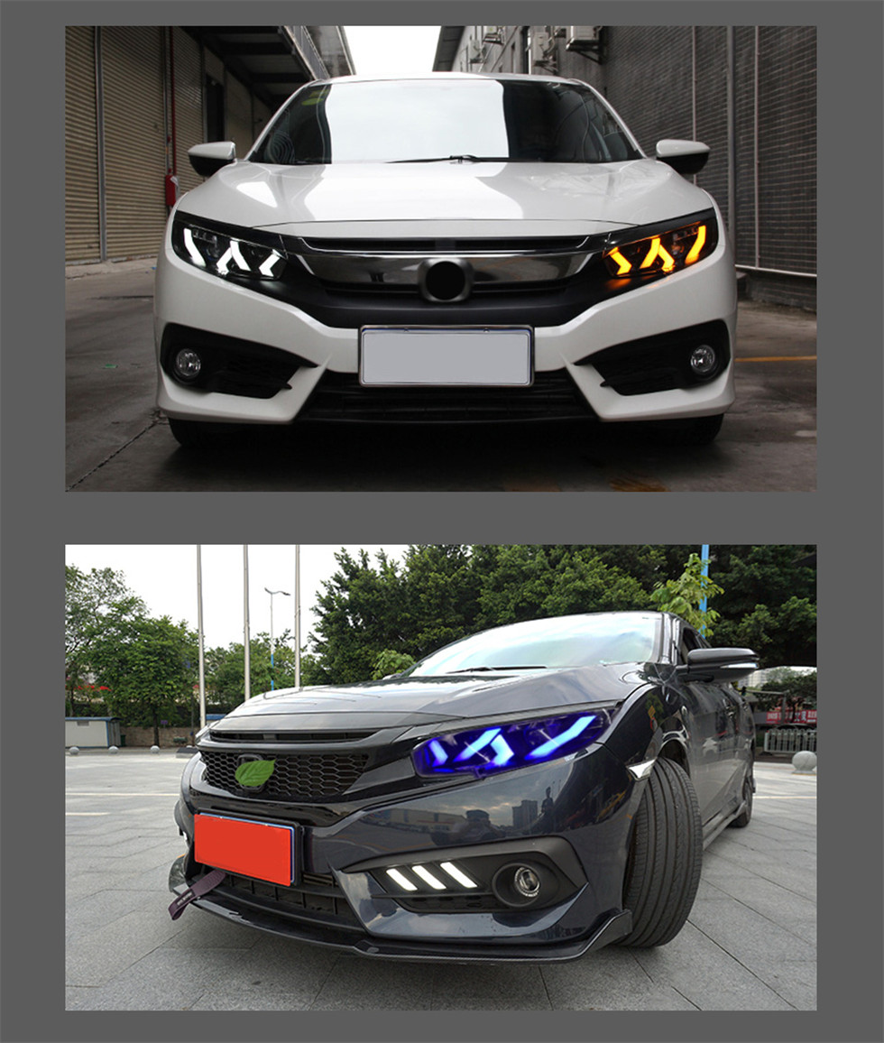 car styling high beam lights For Honda Civic X G10 LED Headlight 16-21 DRL turn signal running head light