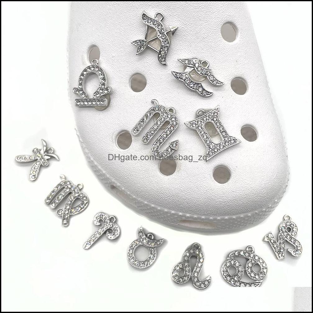Shoe Parts Accessories Shoes 12 Constellation Series Metal Bling Croc Charms Jibitz Clog Decoration Charm Button Pins Drop Delivery 2021 Q
Shoe Parts Accessories Shoes 12 Constellation Series Metal Bling Croc Charms Jibitz Clog Decoration Charm Button Pins Drop Delivery 2021 Q