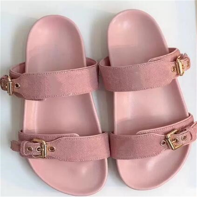 

Slippers BOM DIA FLAT MULE 1A3R5M Cool Effortlessly Stylish Slides 2 Straps with Adjusted Gold Buckles Women and Men Summer Slippers have box size 35-45