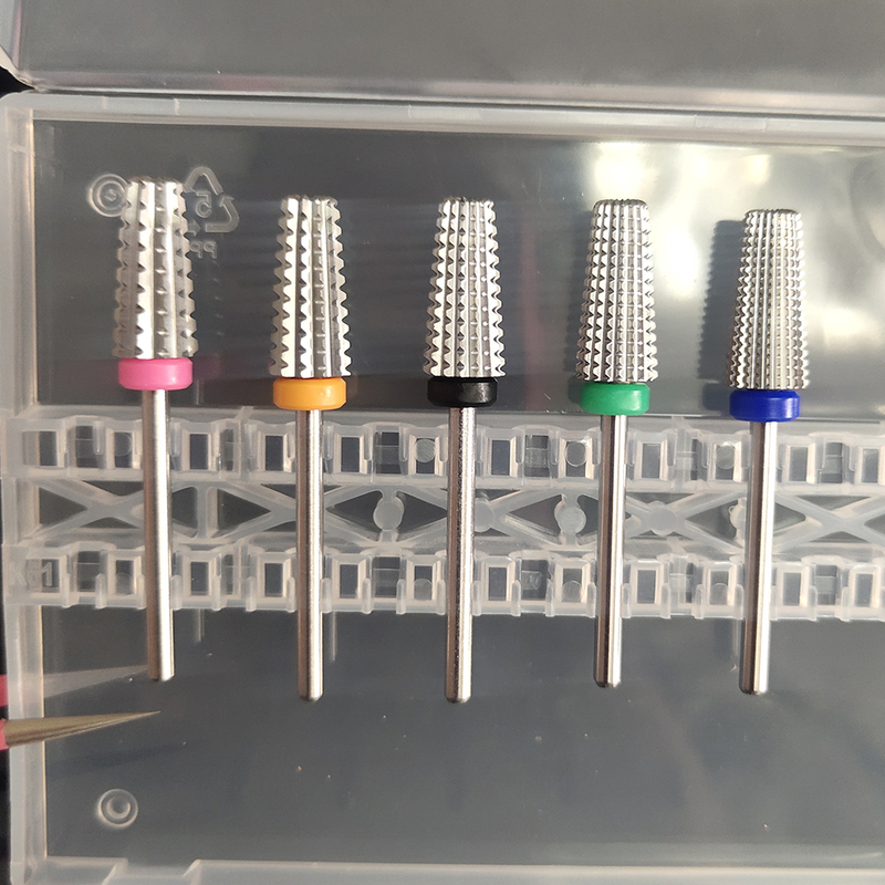 Box set Safety 5in1Tapered Safety Carbide Nail Drill Bits With Cut Drills Carbide Milling Cutter For Manicure Remove Gel