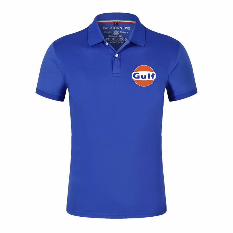 GULF Print Custom Made Solid Color Man Short Sleeve T Shirt Cotton High Quality Slim Elasticity Men T-shirt Polo Shirt 220620