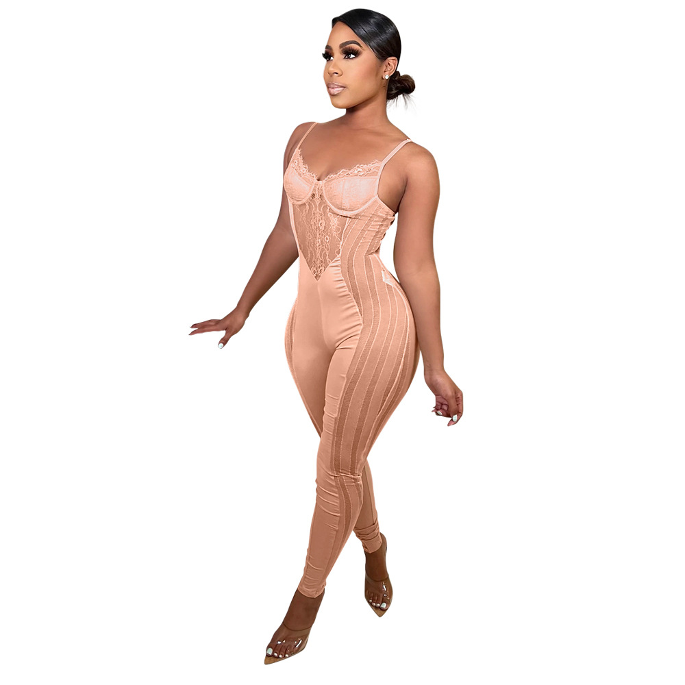 Sexy Nude Black Jumpsuit Evening Dress 2022 Spaghetti Straps Lace Pantsuit Prom Dresses For Black Girls Night Formal Outfit Wear Robe De Soiree Mariag