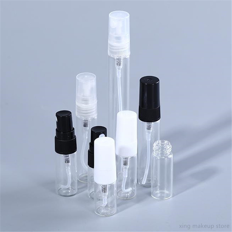 50/100PCS 2ML 5ML 10ML Black Clear Portable Mini Perfume Glass Bottle Empty Cosmetics Bottle Sample Thin Glass Vials Wholesale 2 220711