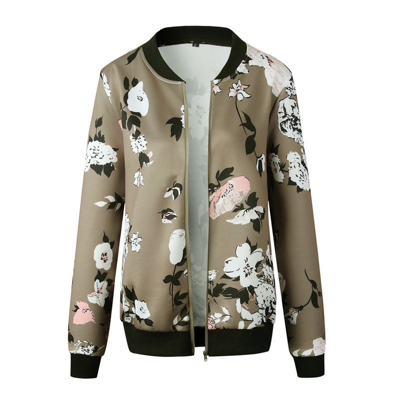 Women Jackets Retro Floral Printed Ladies Zipper Up Bomber Outwear Spring Long Sleeve Short Thin Slim Casual Pocket Biker Coats 220722