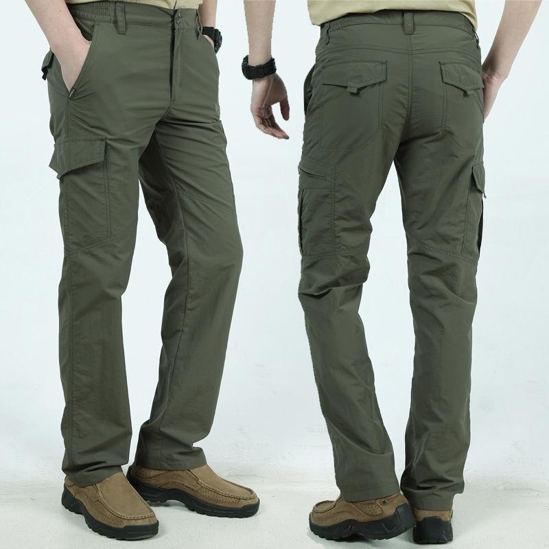 Men's Pants Multi Pocket Cargo Men Work Breathable Quick Dry Army Casual Summer Autumn Loose Military Tactical Trousers Malem