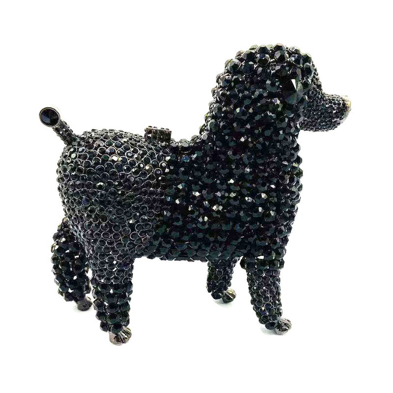 Animal Designer POODLE Luxury Crystal Evening Bags Black Dog Clutch Bags Purse Wedding Bridal Handbags Women Handbags SM97 220321