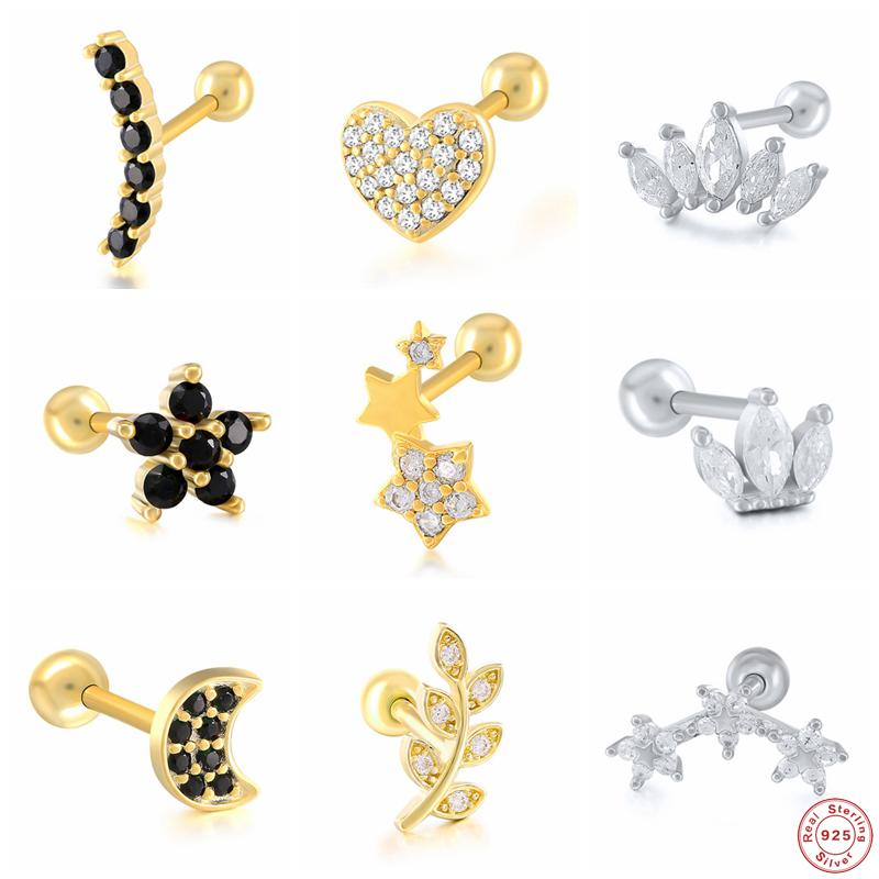 Stud Aide 925 Sterling Silver Zirconia Moon Star Heart Earrings For Women Small Leaf Branch Crown Geometric Shape Ear 2PCsStud
Stud Aide 925 Sterling Silver Zirconia Moon Star Heart Earrings For Women Small Leaf Branch Crown Geometric Shape Ear 2PCsStud