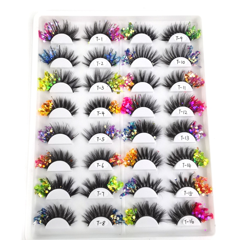 Newest 3D Faux Mink Eyelashes Colorful Sequins Lashes Pink Blue Red White False Eyelash Fluffy Soft Cilias Stage Makeup 
Newest 3D Faux Mink Eyelashes Colorful Sequins Lashes Pink Blue Red White False Eyelash Fluffy Soft Cilias Stage Makeup