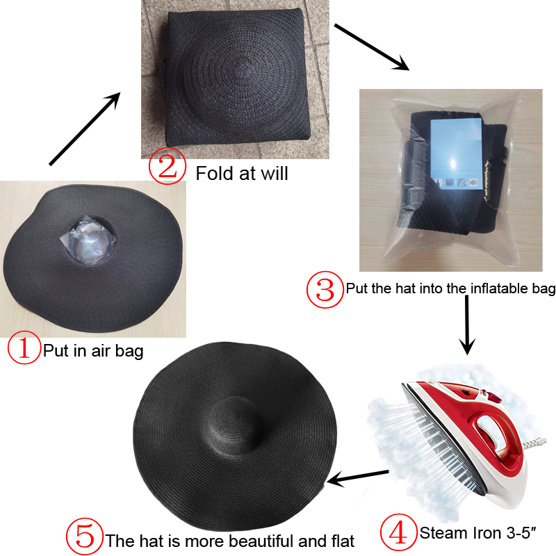 Summer 25cm Large Wide Brim Foldable Sun Hats For Women Oversized Sun Shade Hat Travel Straw Hat Lady UV Protection Beach Hat 220526