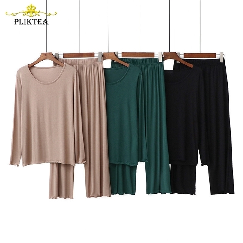 90kg Plus Size Long Sleeve Soft Modal Home Clothes for Women 2 Pieces Set Autumn Homewear Female Modal Pajamas Set Sleepwear 201114, Khaki
90kg Plus Size Long Sleeve Soft Modal Home Clothes for Women 2 Pieces Set Autumn Homewear Female Modal Pajamas Set Sleepwear 201114, Khaki