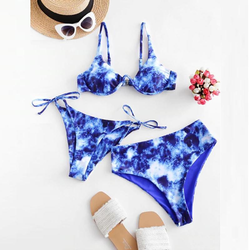 Women' Swimwear Home&Nest Sexy Bikini Set Women Tie-dye Print Swimsuit Three Piece Filled Bra Beachwear Female Biquini, Blue
Women' Swimwear Home&Nest Sexy Bikini Set Women Tie-dye Print Swimsuit Three Piece Filled Bra Beachwear Female Biquini, Blue