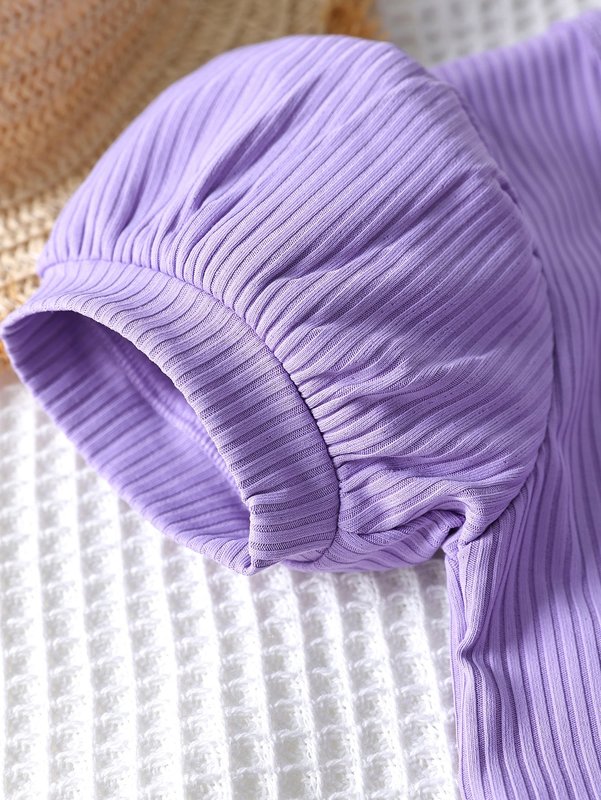 Toddler Girls Asymmetrical Neck Top & Raw Trim Belted Denim Shorts SHE