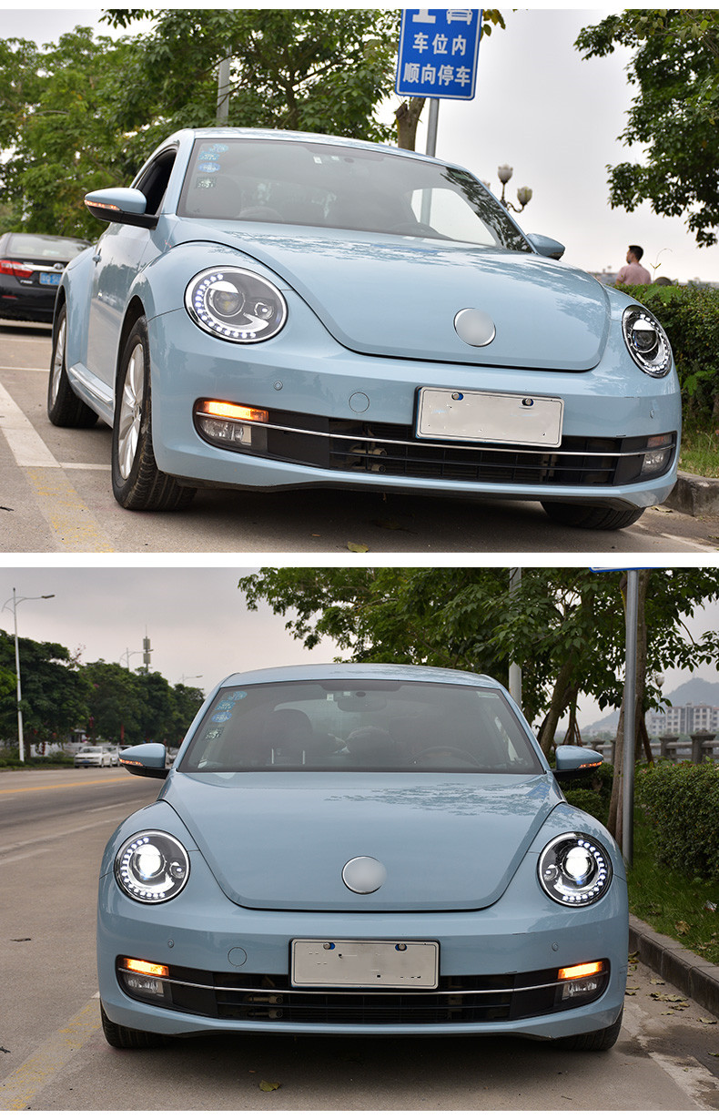 2pcs demon eye headlights assembly For VW Beetle LED Headlight 20 13-20 21 bifocal Xenon lens DRL turn signal light