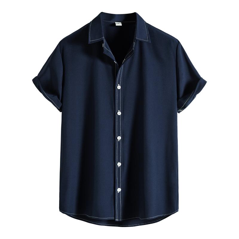 

Men's Casual Shirts Button Down Bodysuit Men Spring Summer Shirt Solid Color Turndown Collar Mens Long Sleeve Cotton Tee T With SleeveMen's, Black