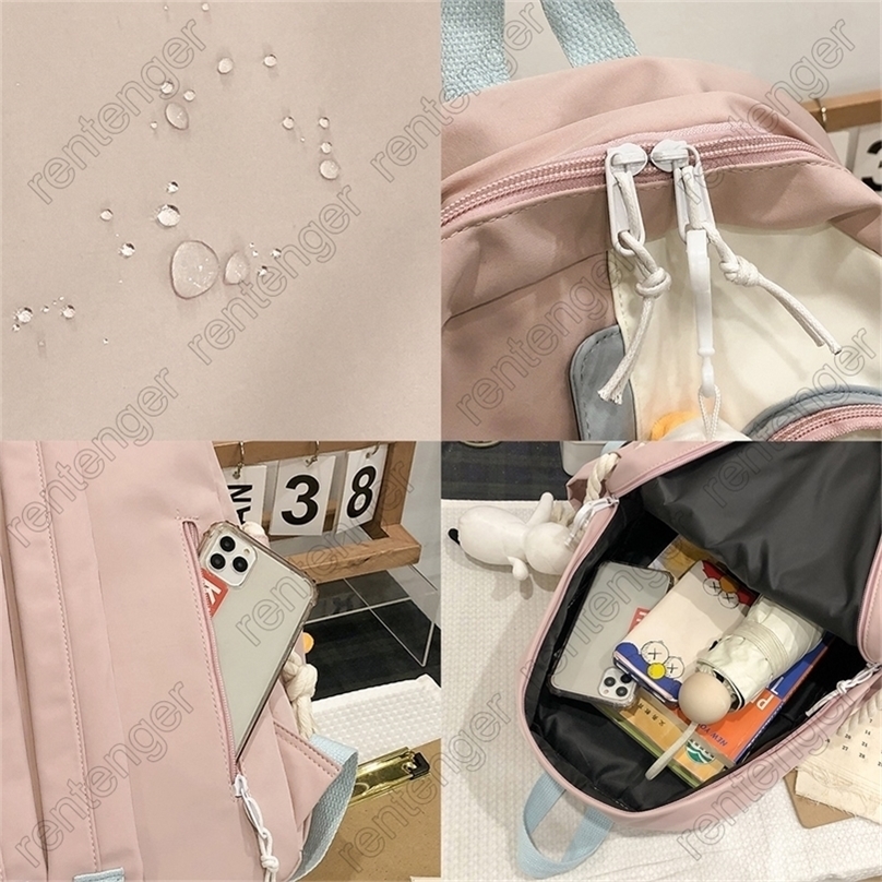 School Bags Female Harajuku Nylon Bag Kawaii Girl College Student Backpack Water 220823