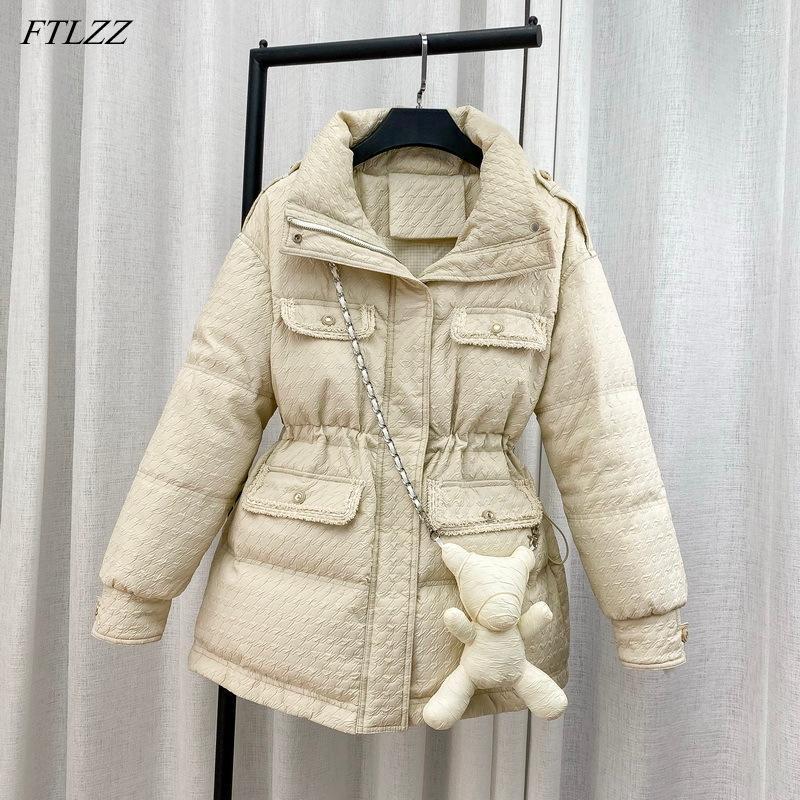Women' Down & Parkas FTLZZ White Lapel Splicing Puffer Jacket Women Duck Coat Fashion Waist Retractable Snow Warm Outwear With Bag Luci22, Beige
Women' Down & Parkas FTLZZ White Lapel Splicing Puffer Jacket Women Duck Coat Fashion Waist Retractable Snow Warm Outwear With Bag Luci22, Beige