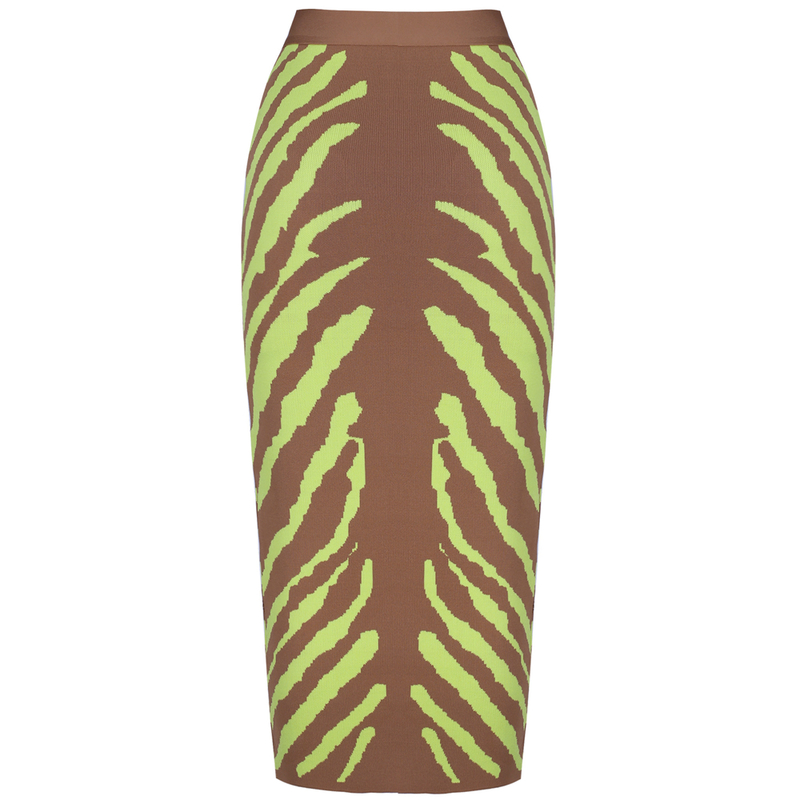 Ocstrade Arrival Fashion Long Bandage Skirt Women Lime Zebra Print Bodycon Midi Club Party 220317