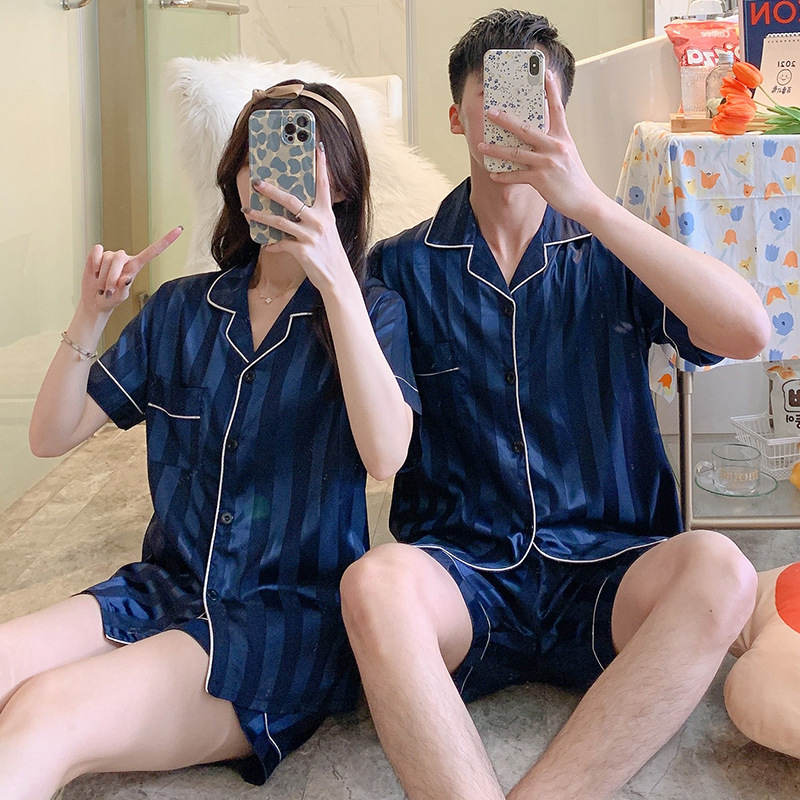 Couple Lover's Pajamas Set Short Sleeve Tops+Shorts 2 Pieces Suit Women Men Unisex Printed Soft Pyjama Family Sleepwear 220329