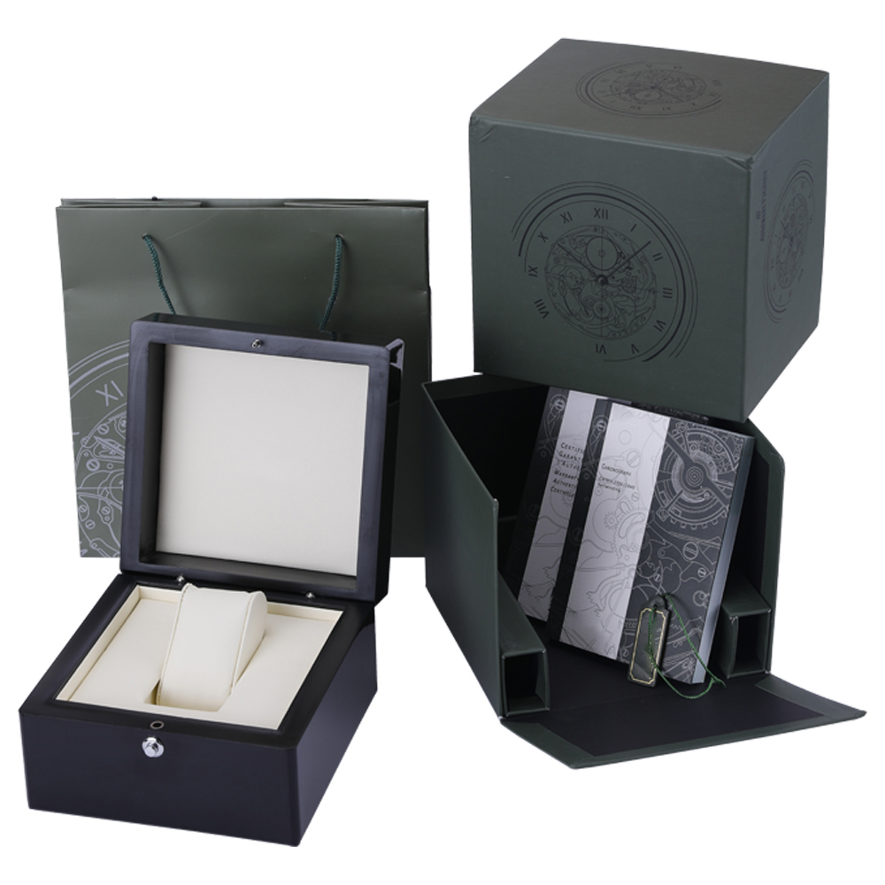 Black Watch Box Watche Boxes Quality Gift Woody Case Watches Booklet Green Card Tags and Papers
Black Watch Box Watche Boxes Quality Gift Woody Case Watches Booklet Green Card Tags and Papers