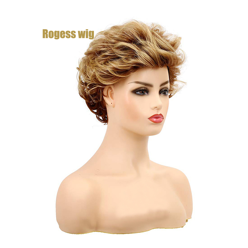Short Layered Blonde Wigs for Women Synthetic Heat Resistant Cosplay Pixie Wig with Wig Cap