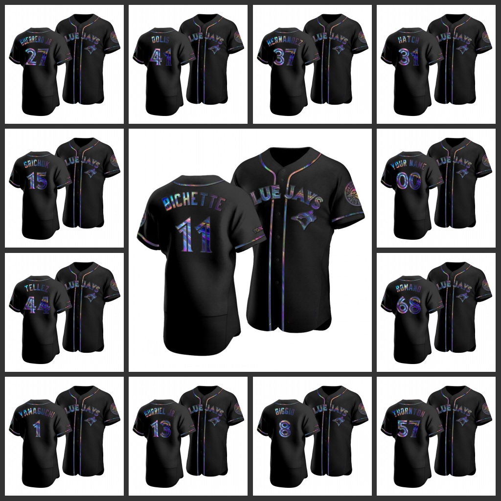 Men Toronto Blue''Jays #27 Vladimir Guerrero Jr. 11 Bo Bichette 31 Thomas Hatch Custom Women Youth Iridescent Holographic Limited Authentic Jersey Black
Men Toronto Blue''Jays #27 Vladimir Guerrero Jr. 11 Bo Bichette 31 Thomas Hatch Custom Women Youth Iridescent Holographic Limited Authentic Jersey Black