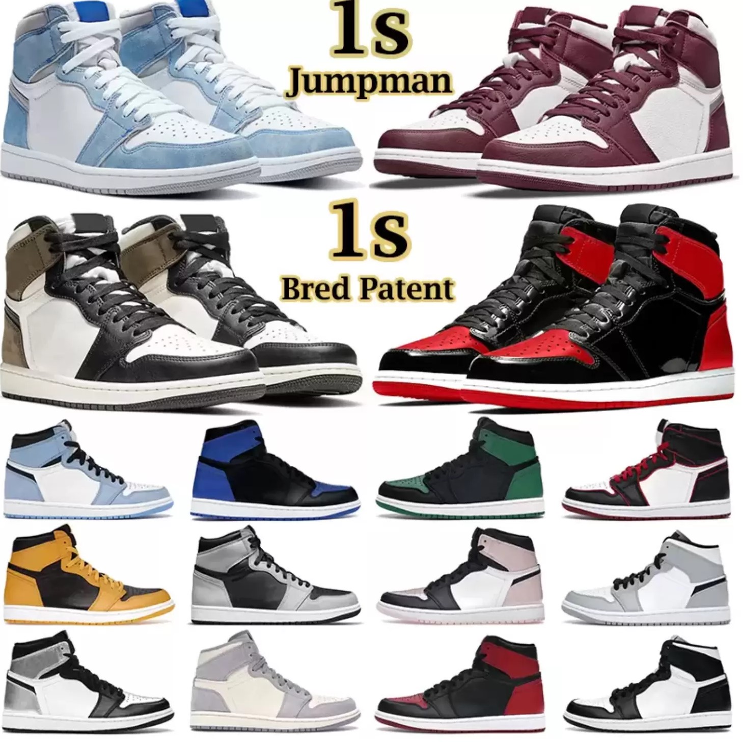 2022 Men Women Basketball Shoes Jumpman High Mid top Bordeaux Atmosphere Bred Patent University Blue Hyper Royal Pale Ivory mens trainers sports sneakers, 12 
2022 Men Women Basketball Shoes Jumpman High Mid top Bordeaux Atmosphere Bred Patent University Blue Hyper Royal Pale Ivory mens trainers sports sneakers, 12