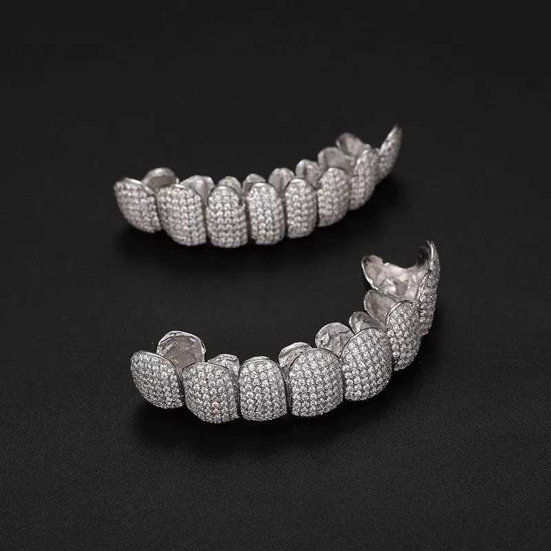 Dental Exclusive customization Moissanite Teeth Grillz iced out Hop Sier decorative braces Real Dia Bg Tooth Grills For Men 1520787