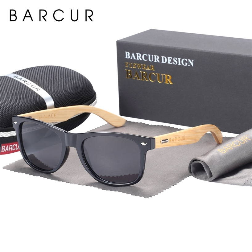 BARCUR Polarized Bamboo Sunglasses Men Wooden Sun Glasses Women Brand Original Wood UV400 De Sol 220407