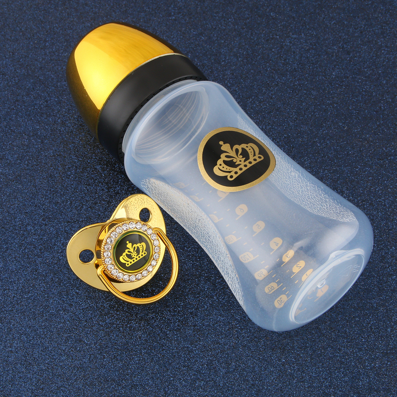 240ml Bling Baby Feeding Bottle With Pacifier 8oz Wide Caliber born Nursing A Free 220414