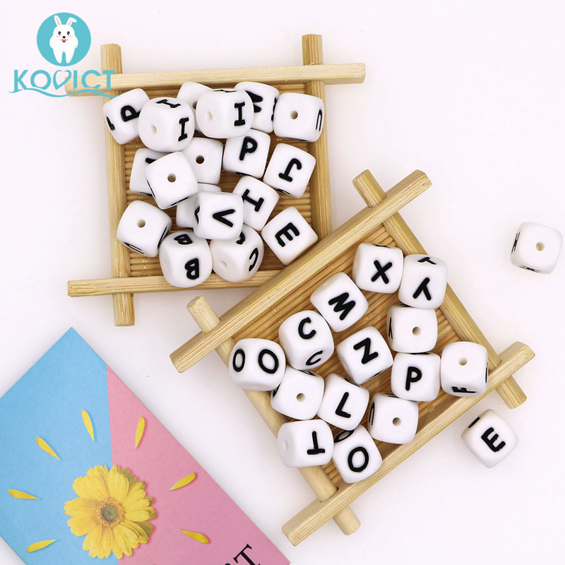 Kovict 12mm 500pc Silicone Letters Beads Baby Teether Beads Chewing Alphabet Bead For Personalized Name DIY Teething Necklace 220507