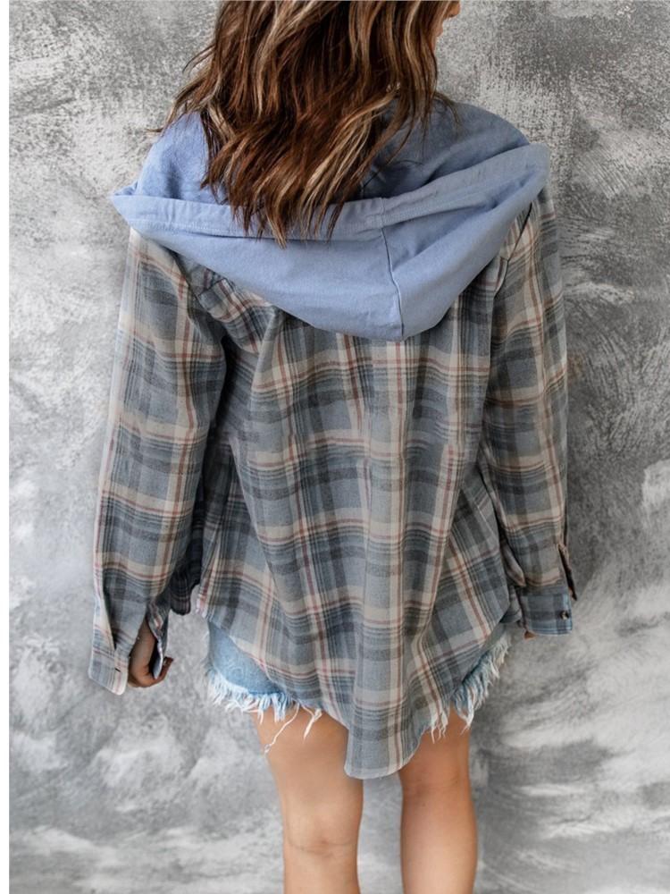 Women' Jackets Autumn Winter Jacket Women' Hooded Color Matching Single-breasted Casual Plaid Shirt JacketWomen, Blue
Women' Jackets Autumn Winter Jacket Women' Hooded Color Matching Single-breasted Casual Plaid Shirt JacketWomen, Blue