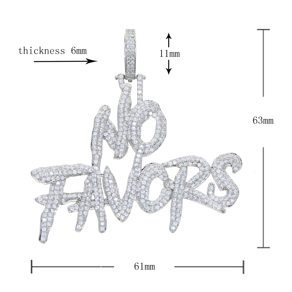 Fashion Name Custom No Favors Initial Letter Pendant Full Iced Out Bling 5A CZ Cubic Zirconia Nameplate Hip Hop Mens Boy Jewelry