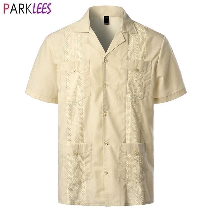 Mens Traditional Cuban Camp Collar Guayabera Shirt Short Sleeve Embroidered Mexican Caribbean Style Beach with 4 Pocket 220521, White
Mens Traditional Cuban Camp Collar Guayabera Shirt Short Sleeve Embroidered Mexican Caribbean Style Beach with 4 Pocket 220521, White