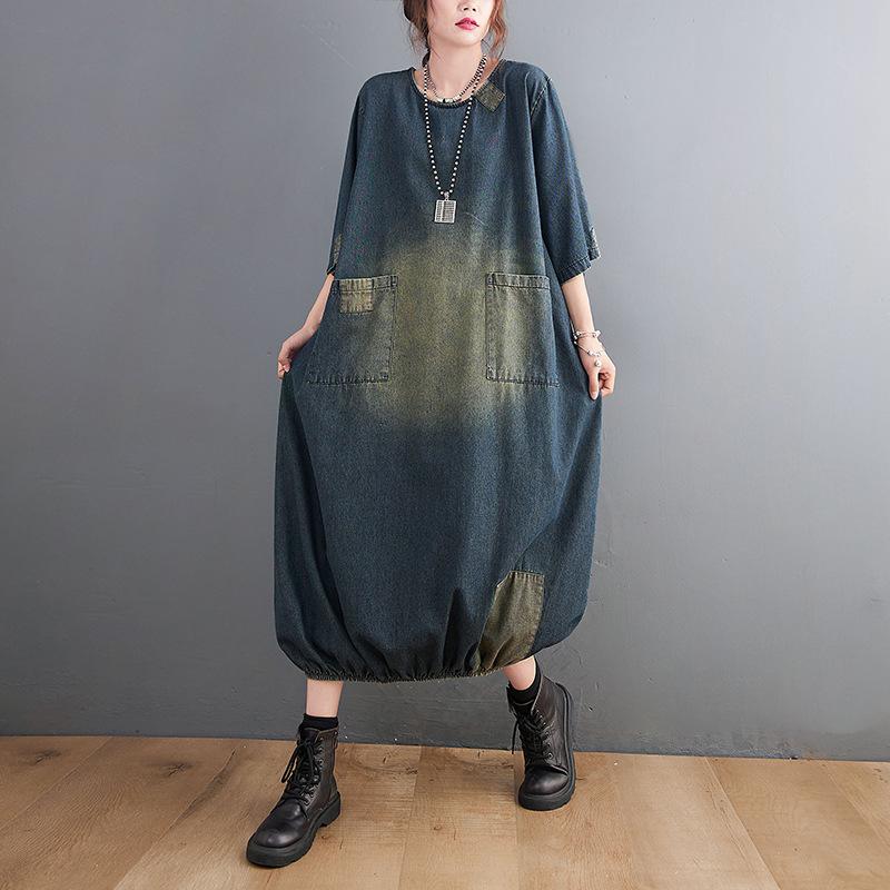 Party Dresses VANOVICH European And American Plus Size Retro Stitching Patch Denim Long Dress 2022 Autumn Woman, Blue
Party Dresses VANOVICH European And American Plus Size Retro Stitching Patch Denim Long Dress 2022 Autumn Woman, Blue