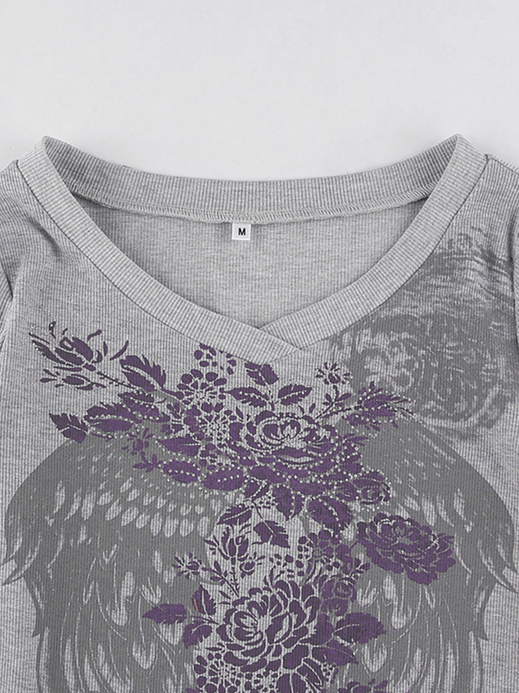 Tawnie Printed Y2K Graphic Women T Shirts Long Sleeve Tee Shirt Fairy Grunge Fashion Crop Tops Autumn Vintage Clothes 220328