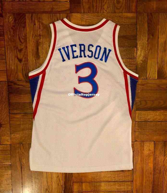 Pas cher Vintage rétro 1996 Allen Iverson Phi Top Champion Jersey Pro Cut hommes Xs-5xl.6xl maillots de basket-ball cousus gilet rétro chemise
