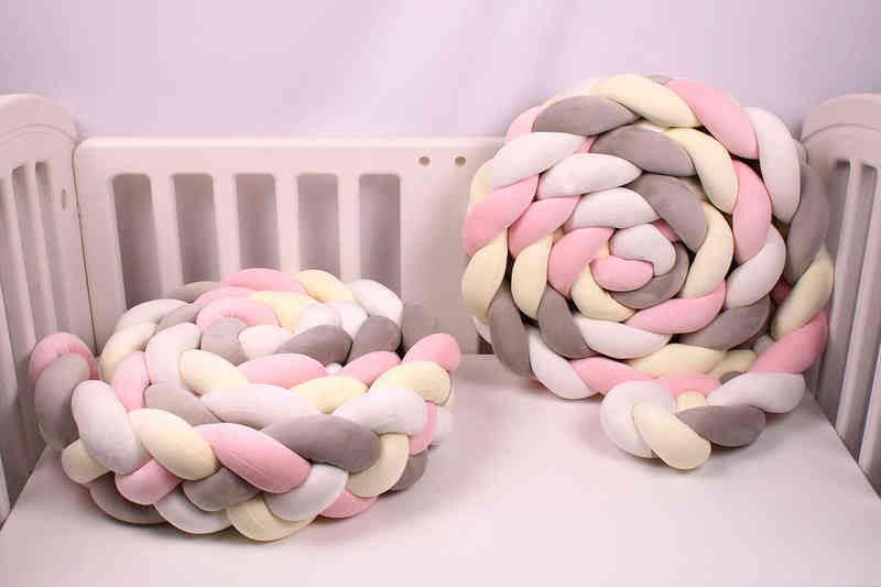 12cm Height Baby Bed Bumper Knot Cushion for Boys Girls Four Braid Cot Crib Protector cuna para bebe Room Decor AA220326 240925