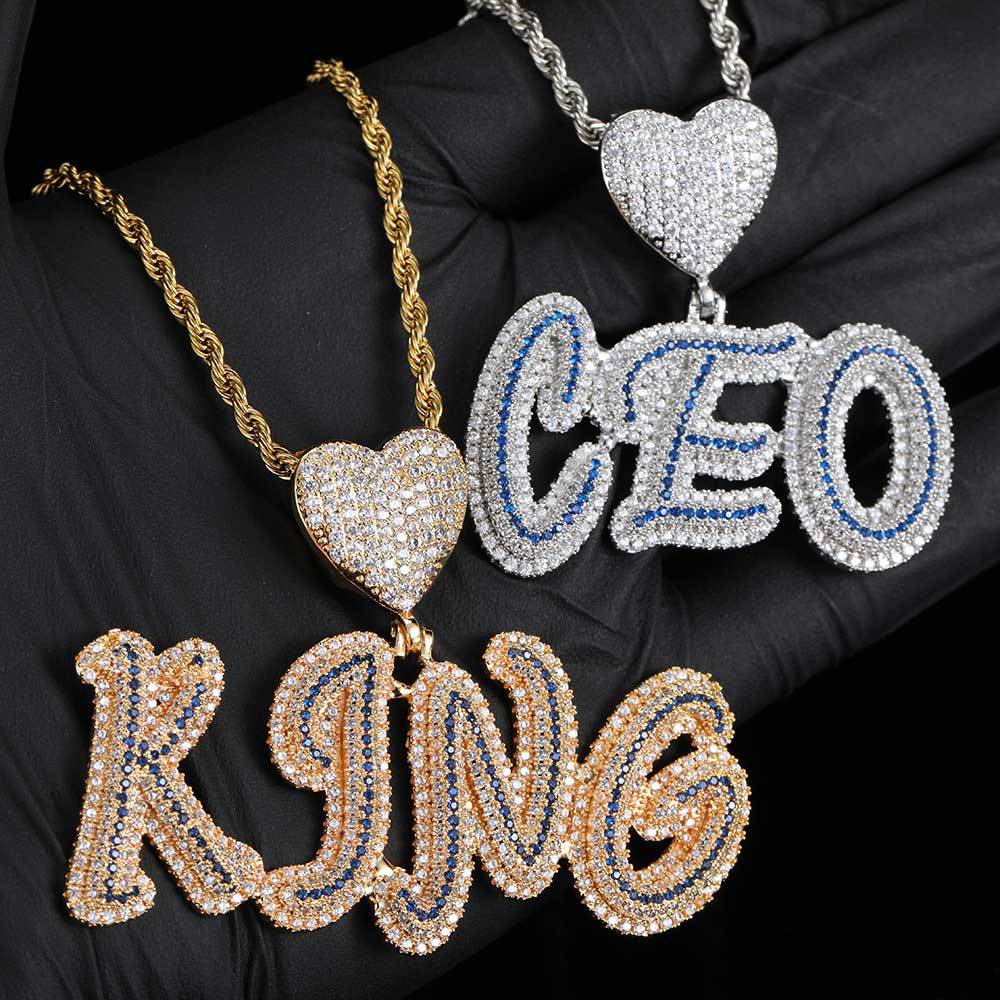 Custom Bubble Letter Simulated Diamond Pendant Necklace - Heart Shape Hip Hop Jewelry for Couples
Custom Bubble Letter Simulated Diamond Pendant Necklace - Heart Shape Hip Hop Jewelry for Couples