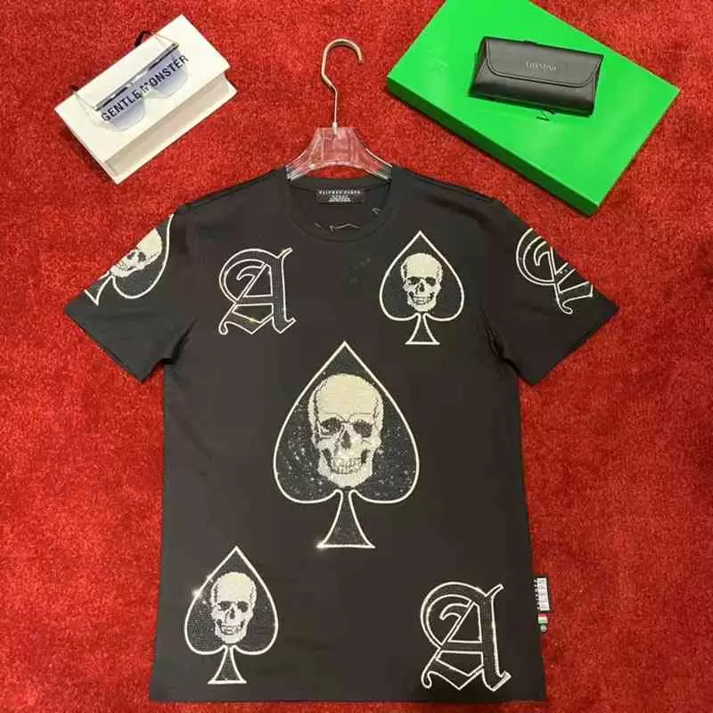 Designer PP skull spade a print hot Diamond Men's casual round neck short T-shirt slim fit large trendy brand thin hal sPD Philipps Pleins, Black
Designer PP skull spade a print hot Diamond Men's casual round neck short T-shirt slim fit large trendy brand thin hal sPD Philipps Pleins, Black