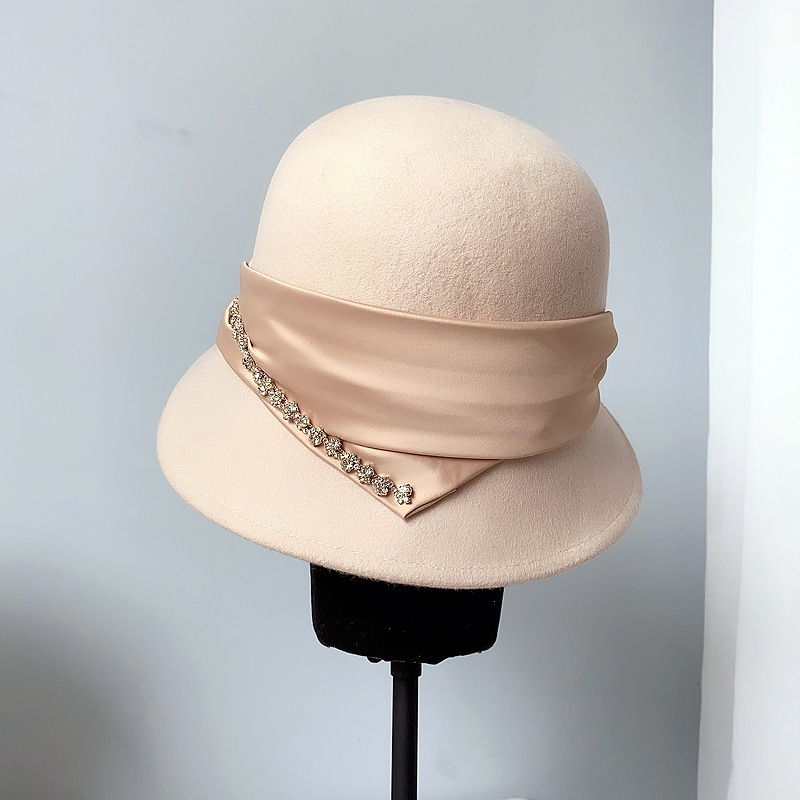 Spring Fashion Vintage Women Ladies Wool Fe Bucket Dome Bell Bow Felt Cap s Hat 220615