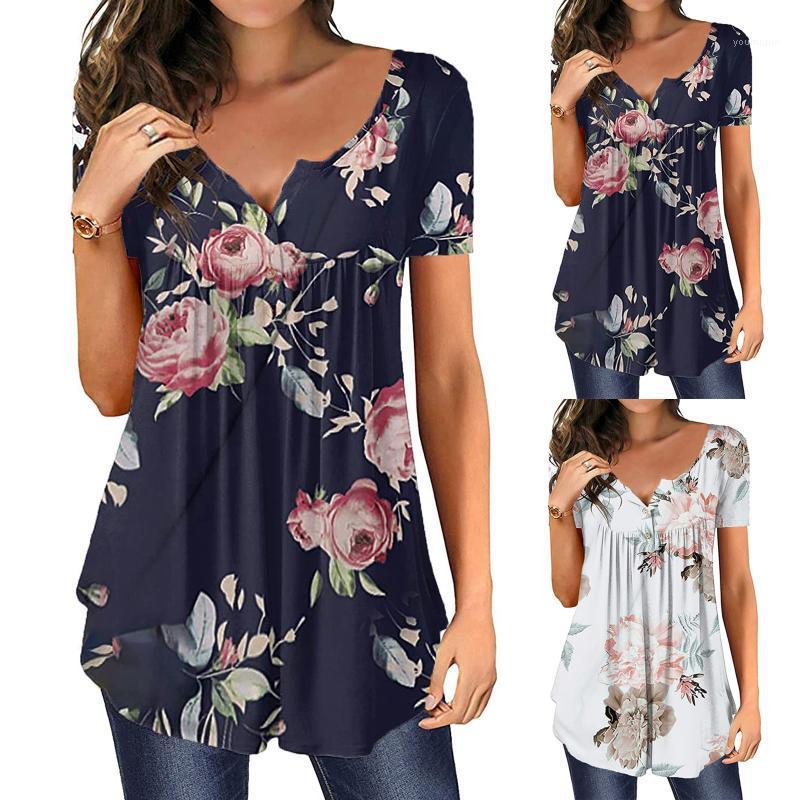 Women' T-Shirt Fashion Floral Sexy Loose Tshirt Buttons V-Neck Tops Tee Casual Summer Ladies Female Women Short Sleeve Blusas Pullover, White
Women' T-Shirt Fashion Floral Sexy Loose Tshirt Buttons V-Neck Tops Tee Casual Summer Ladies Female Women Short Sleeve Blusas Pullover, White