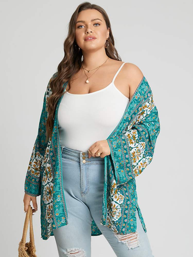 ZANZEA Women Summer Open Front Long Sleeve Blouse Kimono Bohemian Floral Printed Cardigan Vintage Blusas Casual Loose Beach Tops 220810