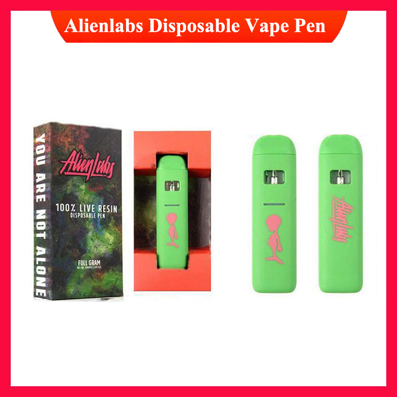 

Alien Labs Live Resin E Cigarettes Disposable Vape Pen 0.8ml Empty Carts 350mAh Battery Preheat Starter Kits With Box 10 Strains Stickers Green Purple 2 colors