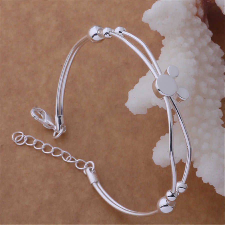 New 925 Silver Bracelets Hot For Women Fine Small Bangle Adjustable Jewelry Fashion Wedding Party Christmas Gift