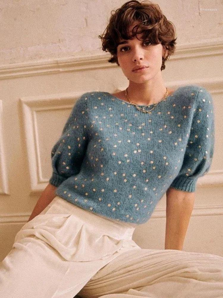 Women' Knits & Tees Women Sweaters 2022 Spring And Summer Blue Gold Polka Dots Two Wear Knitted CardiganWomen' Time22
Women' Knits & Tees Women Sweaters 2022 Spring And Summer Blue Gold Polka Dots Two Wear Knitted CardiganWomen' Time22
