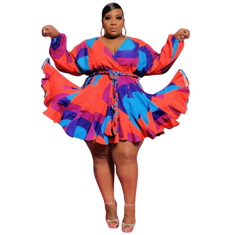 Plus Size Dresses Women's Clothing Tatting Mini Dress Sexy Multicolor Printing V-neck Full Sleeve Sashes Lace-Up African DressPlus, Yellow
Plus Size Dresses Women's Clothing Tatting Mini Dress Sexy Multicolor Printing V-neck Full Sleeve Sashes Lace-Up African DressPlus, Yellow
